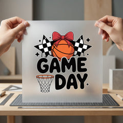 Game Day Basketball Checkered Fitness Ready to Press DTF Transfer for Dtf