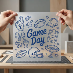 Game Day Football Doodle Retro Fitness Ready to Press DTF Transfer for Dtf