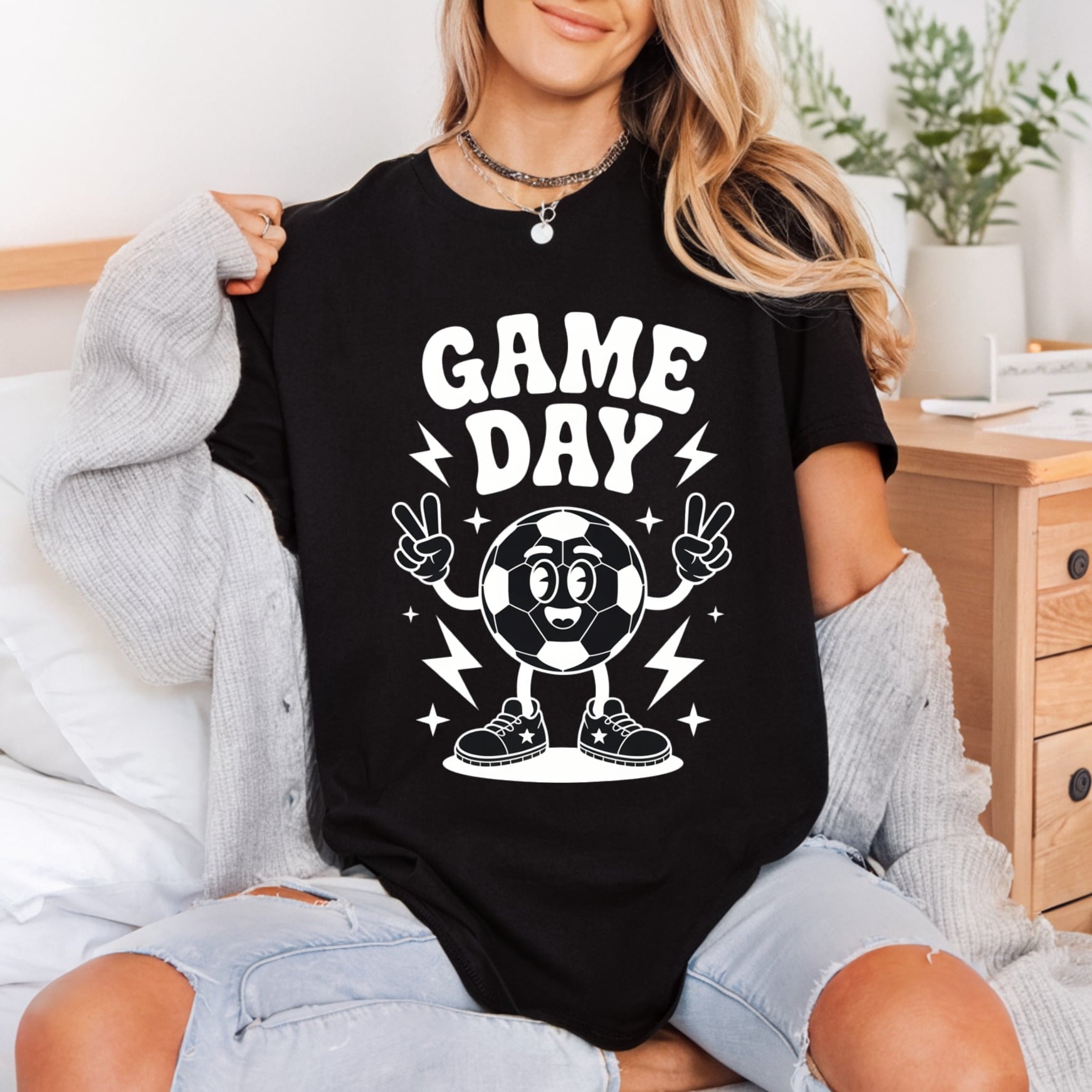 Game Day Soccer Ball Retro Fitness Ready to Press DTF Transfer for Dtf