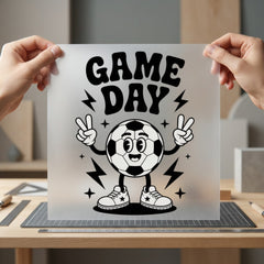 Game Day Soccer Ball Retro Fitness Ready to Press DTF Transfer for Dtf