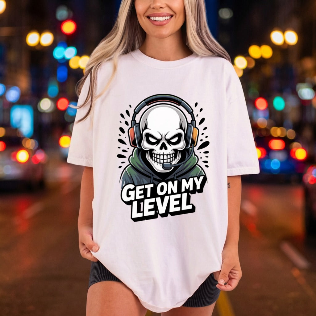 Gamer Skull Get Level Funny Sarcastic Ready to Press DTF Transfer for Dtf