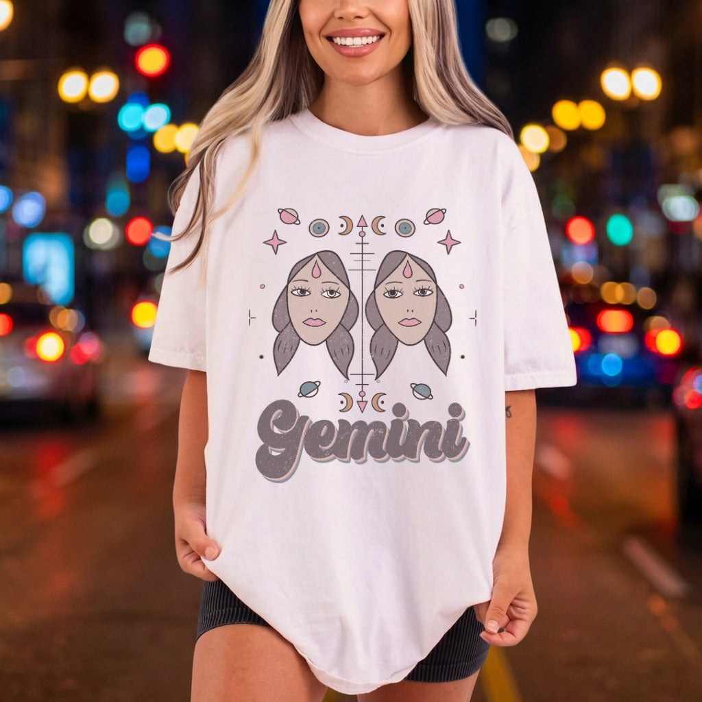 Gemini Zodiac Astrology Mystical Vintage Retro Ready to Press DTF Transfer for Dtf