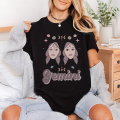 Gemini Zodiac Astrology Mystical Vintage Retro Ready to Press DTF Transfer for Dtf