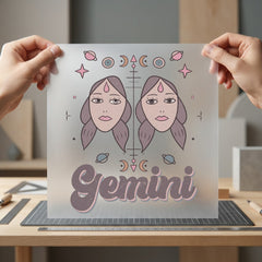 Gemini Zodiac Astrology Mystical Vintage Retro Ready to Press DTF Transfer for Dtf