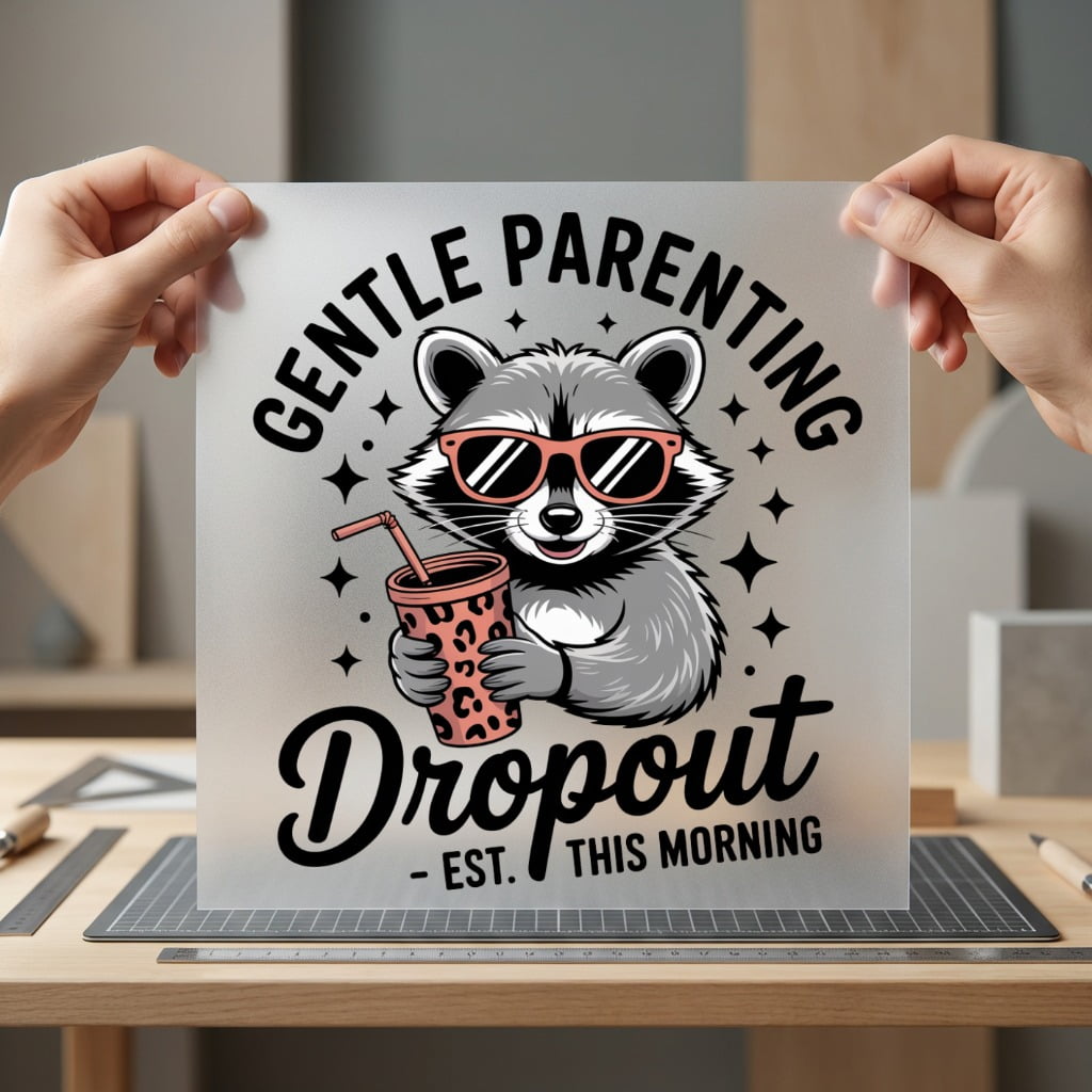 Gentle Parenting Dropout Raccoon Mom Dad Ready to Press DTF Transfer for Dtf