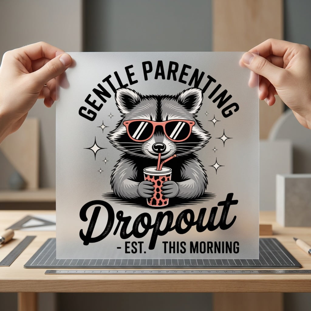 Gentle Parenting Dropout Racoon Mom Dad Ready to Press DTF Transfer for Dtf