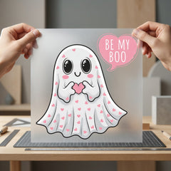 Ghost Boo Valentine Diy Halloween Valentine Ready to Press DTF Transfer for Dtf