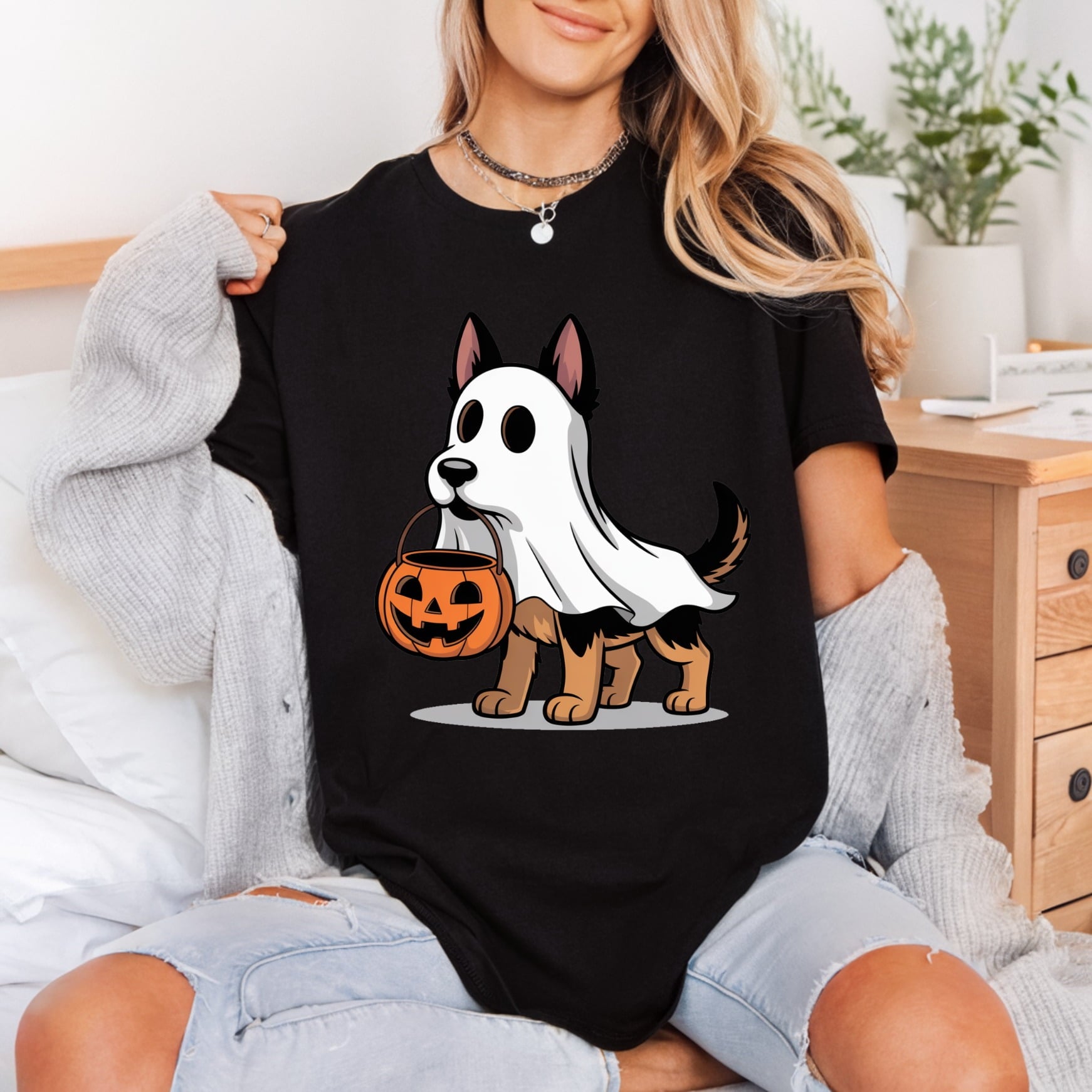 Ghost Dog Halloween Spooky Halloween Ready to Press DTF Transfer for Dtf