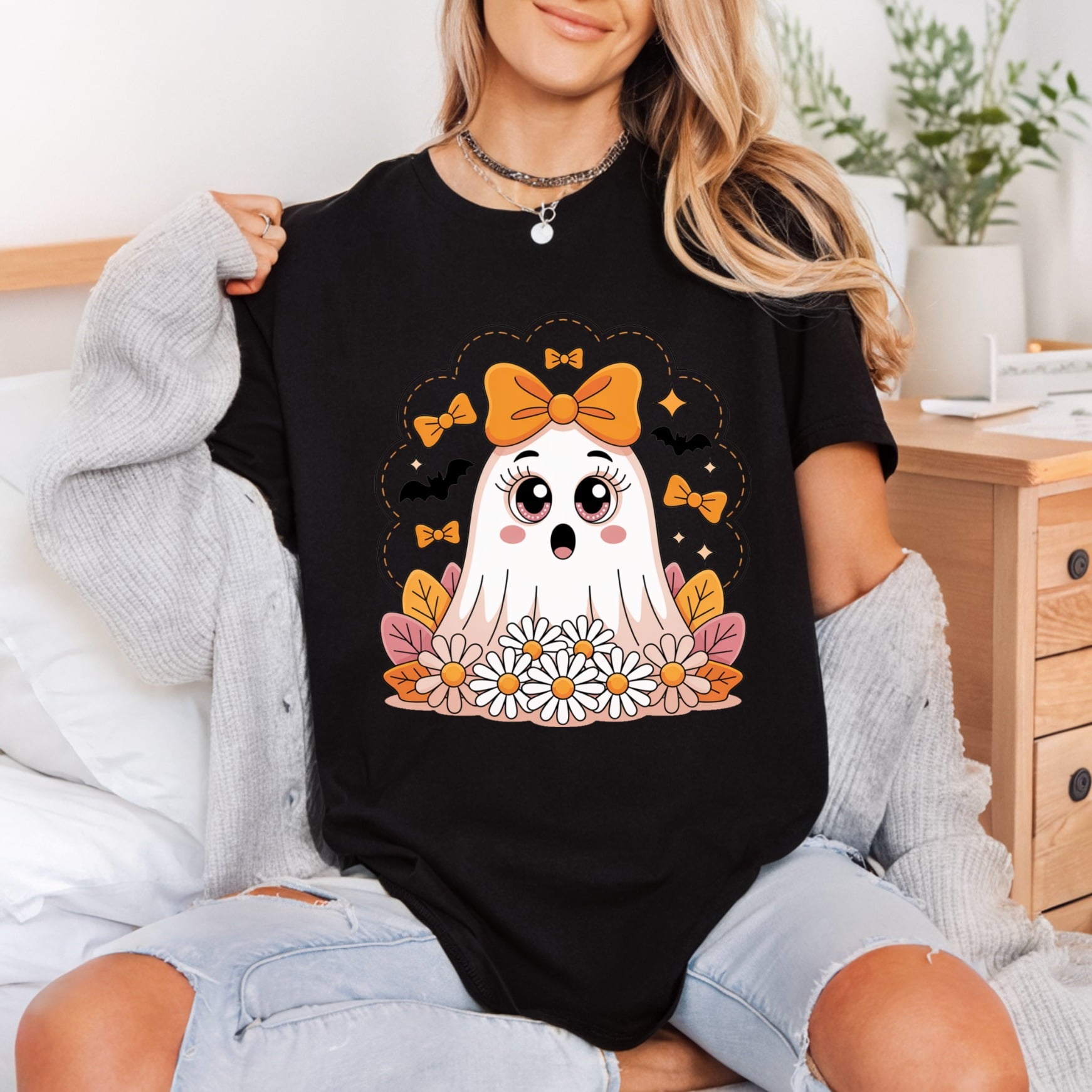 Ghost Halloween Kawaii Diy Halloween Aesthetic Ready to Press DTF Transfer for Dtf