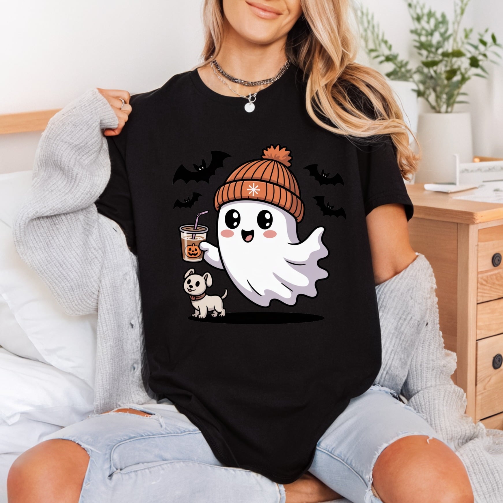 Ghost Pumpkin Spice Spooky Halloween Autumn Ready to Press DTF Transfer for Dtf