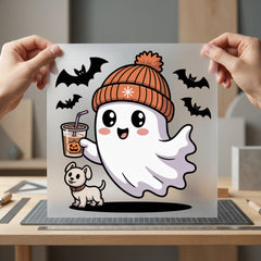 Ghost Pumpkin Spice Spooky Halloween Autumn Ready to Press DTF Transfer for Dtf