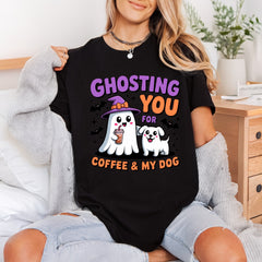 Ghosting You Coffee Dog Halloween Autumn Ready to Press DTF Transfer for Dtf