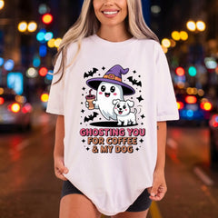 Ghosting You Coffee Dog Halloween Mom Ready to Press DTF Transfer for Dtf