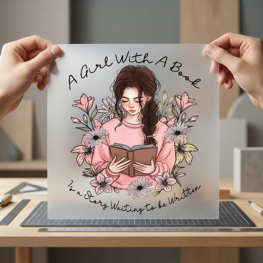 Girl Book Literary Floral Floral Ready to Press DTF Transfer for Dtf