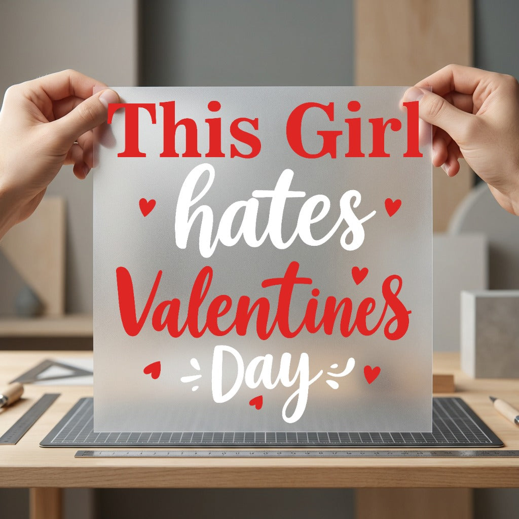 Girl Hates Valentines Day Valentine Funny Ready to Press DTF Transfer for Dtf