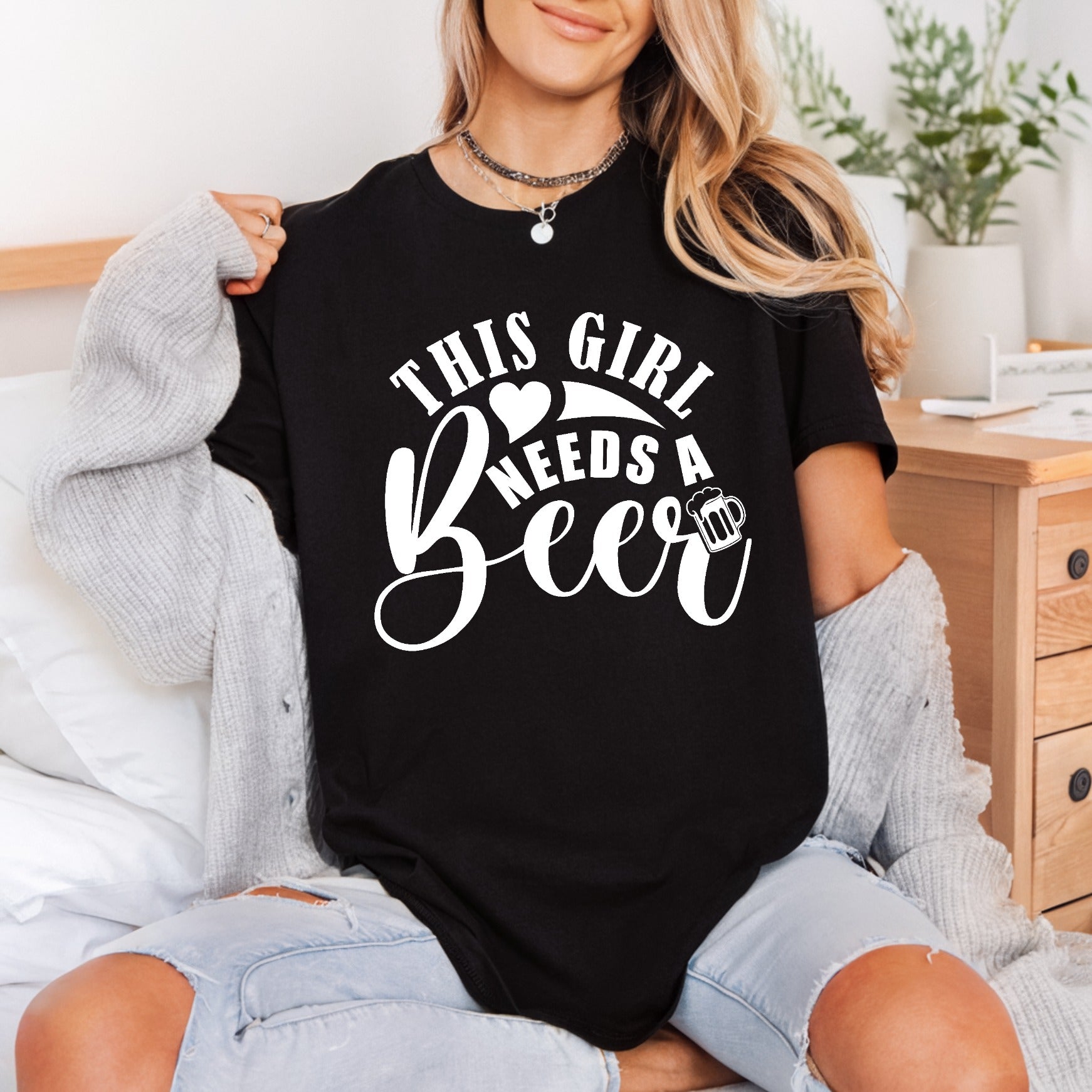 Girl Needs Beer Funny Mom Funny Ready to Press DTF Transfer for Dtf