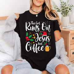 Girl Runs Jesus Coffee Christian Faith Ready to Press DTF Transfer for Dtf