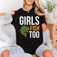 Girls Fish Too Icon Fishing Ready to Press DTF Transfer for Dtf
