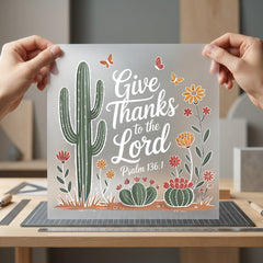 Give Thanks Lord Desert Faith Bible Ready to Press DTF Transfer for Dtf