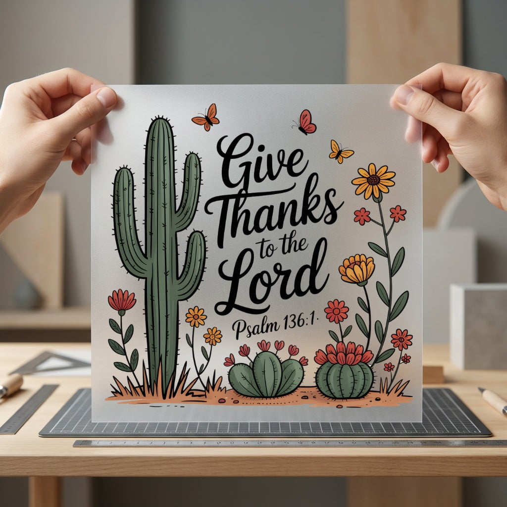 Give Thanks Lord Desert Faith Bible Ready to Press DTF Transfer for Dtf