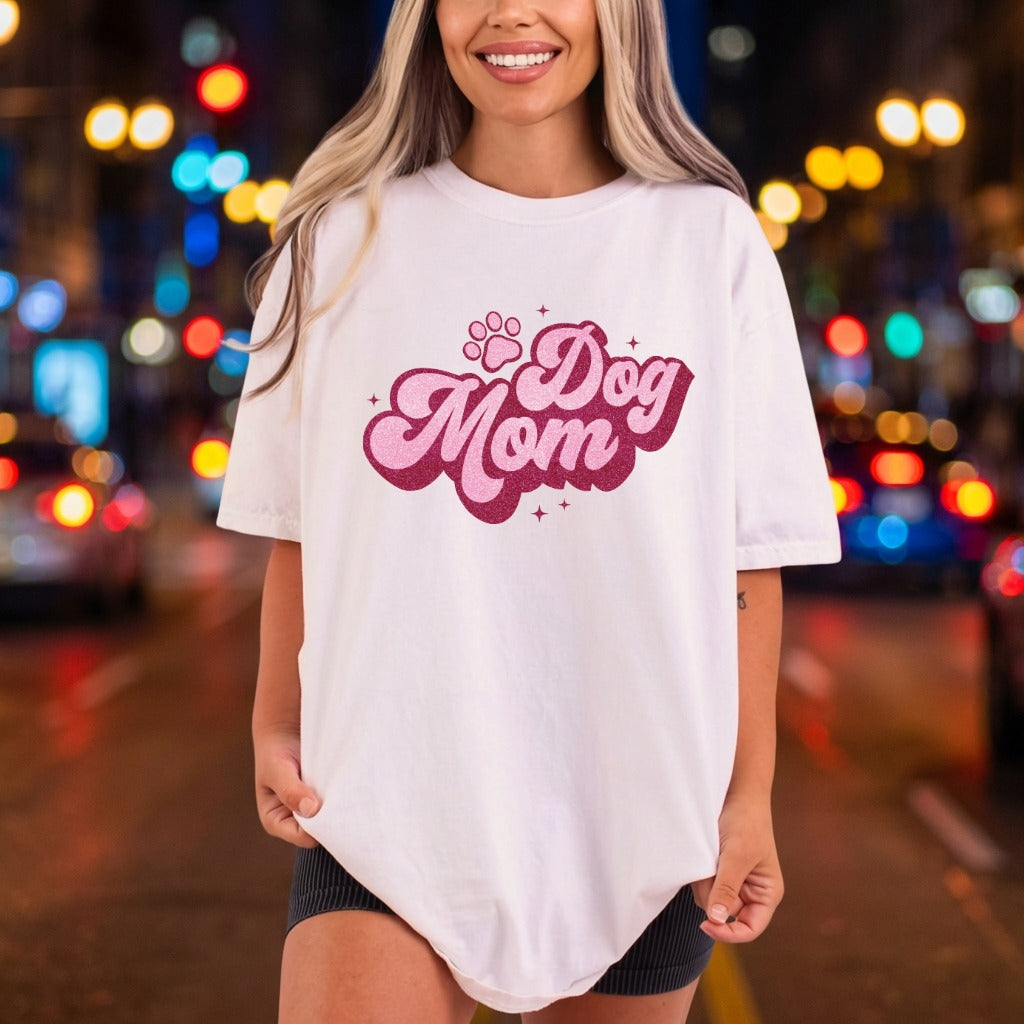 Glitter Dog Mom Retro Mom Dad Ready to Press DTF Transfer for Dtf