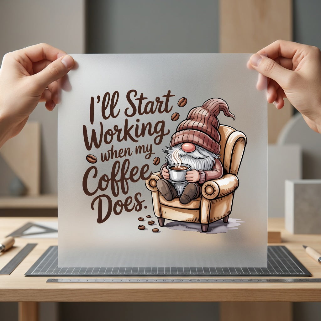 Gnome Coffee Quote Lover Funny Sarcastic Ready to Press DTF Transfer for Dtf