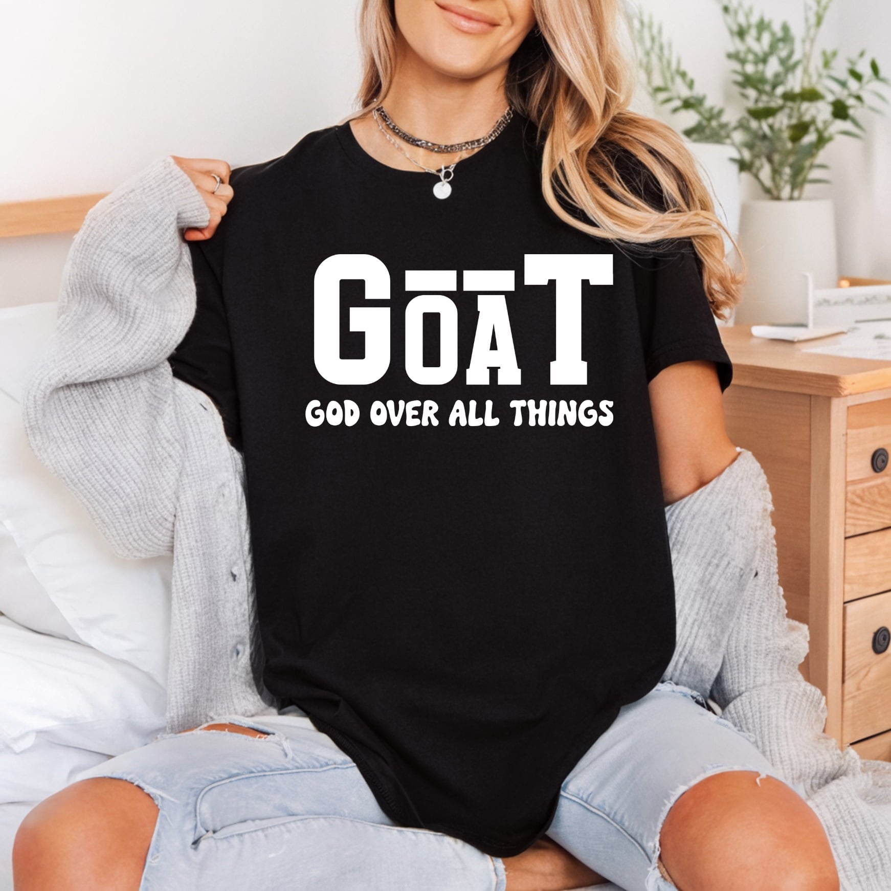 Goat God Over All Christian Faith Ready to Press DTF Transfer for Dtf