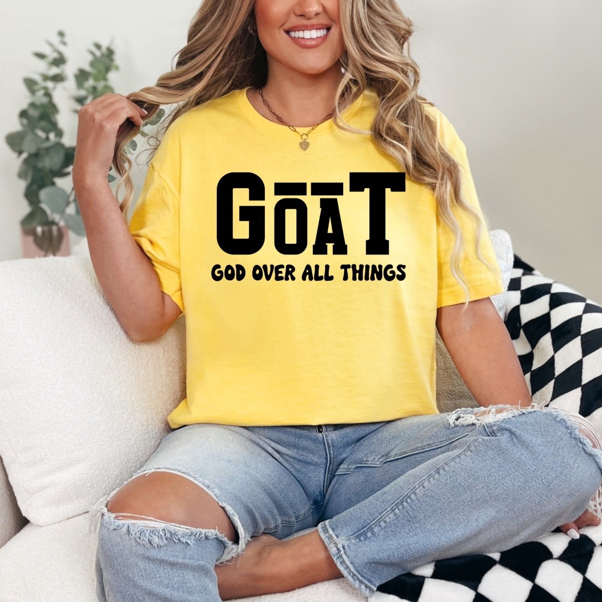 GOAT God Over All Things | Bold Faith Proclamation Tee - Luckets.com