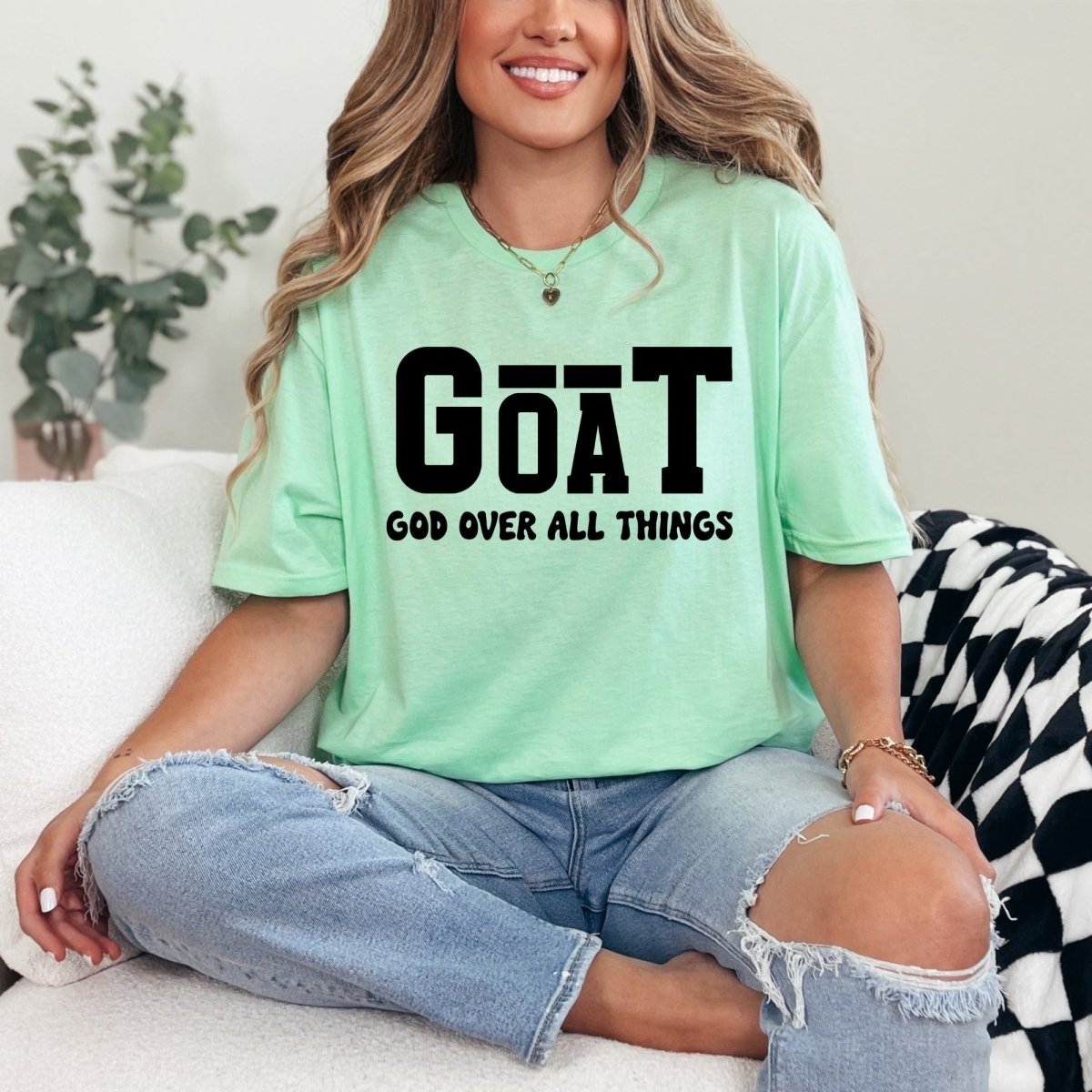 GOAT God Over All Things | Bold Faith Proclamation Tee - Luckets.com