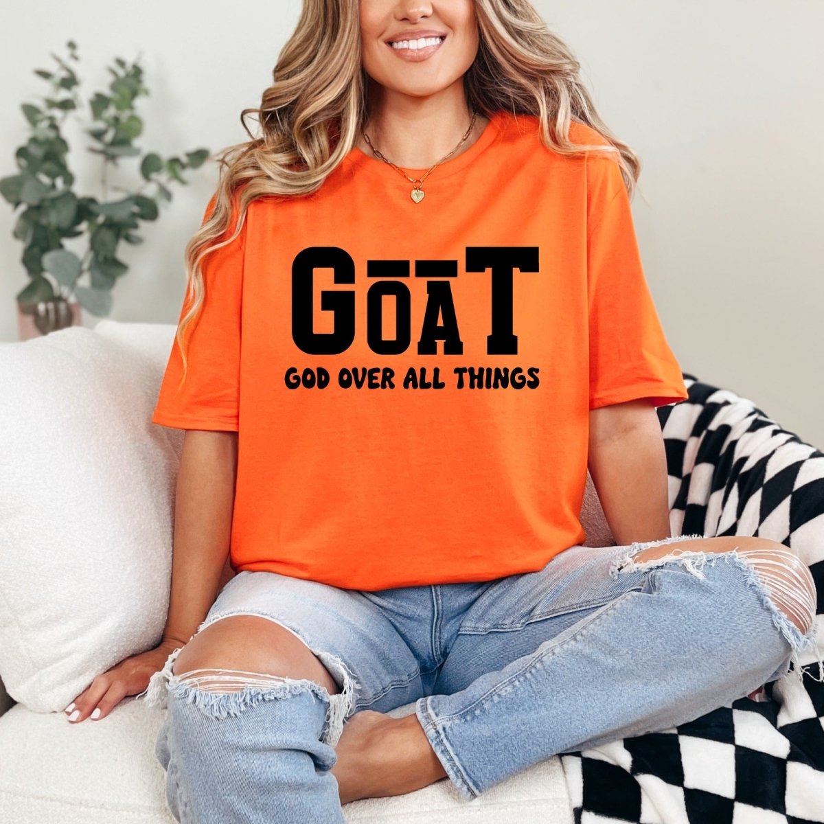GOAT God Over All Things | Bold Faith Proclamation Tee - Luckets.com
