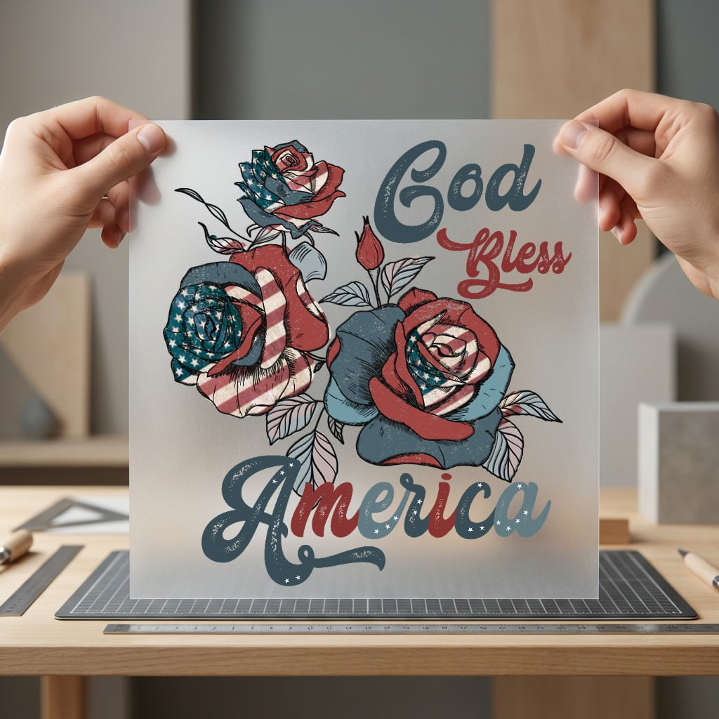 God Bless America Floral Fourth Of July 4th Of July Ready to Press DTF Transfer for Dtf