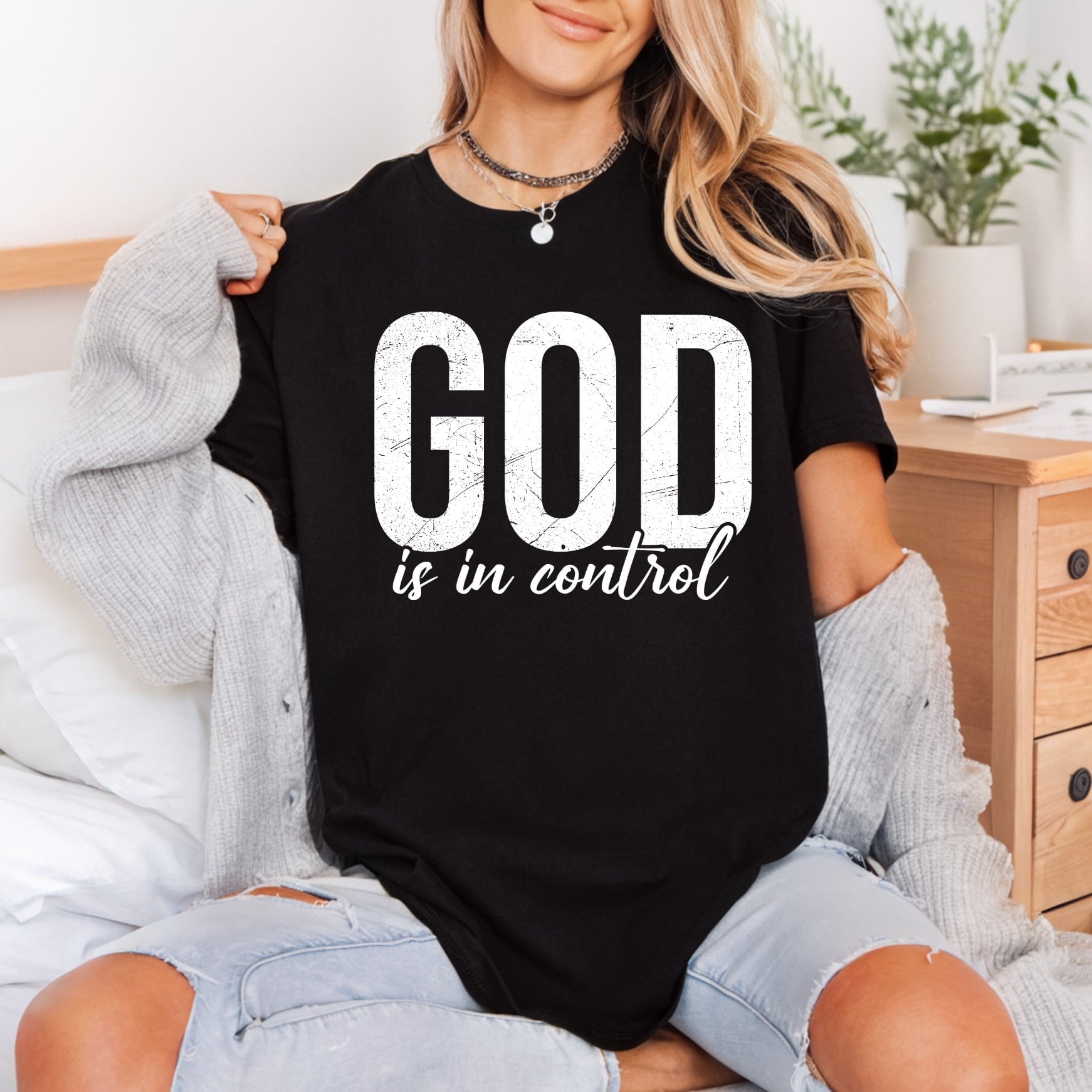 God Control Distressed Font Christian Faith Ready to Press DTF Transfer for Dtf