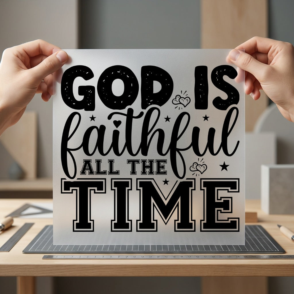 God Faithful All Time Christian Faith Ready to Press DTF Transfer for Dtf
