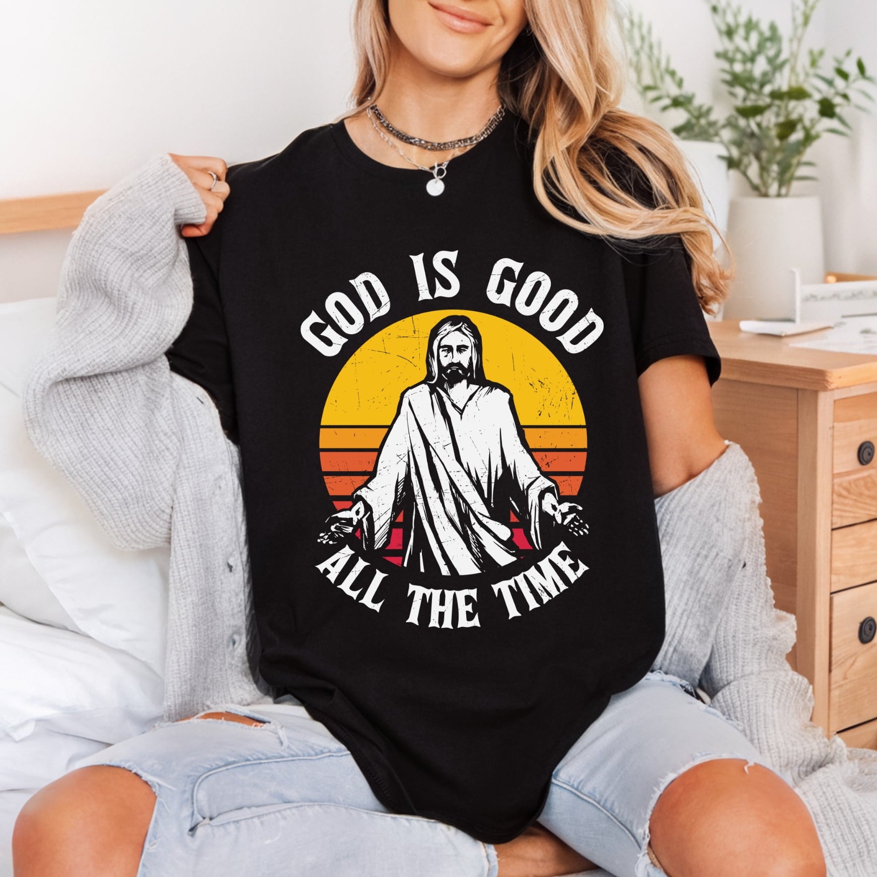God Good All Time Christian Faith Ready to Press DTF Transfer for Dtf
