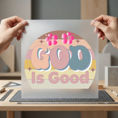 God Good Retro Circles Christian Faith Ready to Press DTF Transfer for Dtf