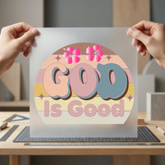 God Good Retro Circles Christian Faith Ready to Press DTF Transfer for Dtf