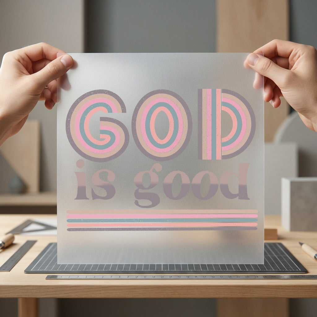 God Good Retro Stripe Christian Faith Ready to Press DTF Transfer for Dtf
