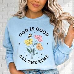 God Is Good | Floral Faith Statement Sweatshirt - Luckets.com