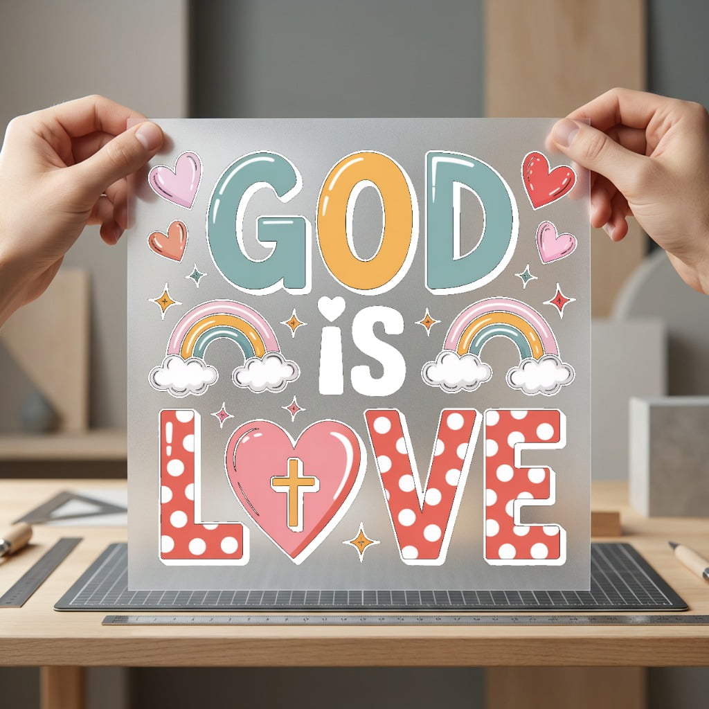 God Love Raibow Hearts Christian Faith Ready to Press DTF Transfer for Dtf