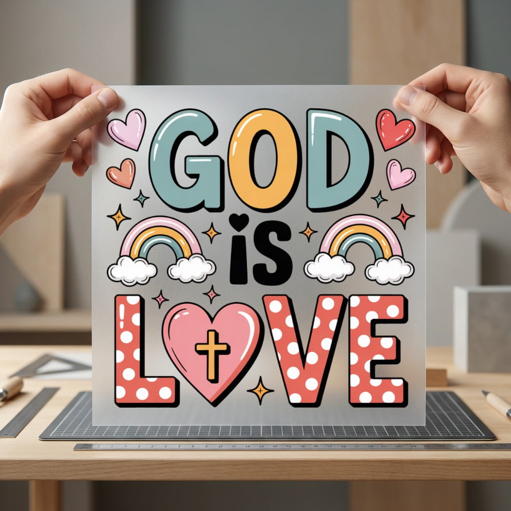 God Love Raibow Hearts Christian Faith Ready to Press DTF Transfer for Dtf