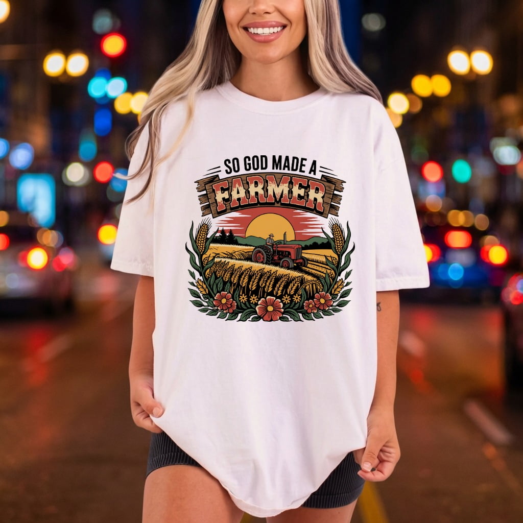 God Made Farmer Sunset Faith Usa Ready to Press DTF Transfer for Dtf