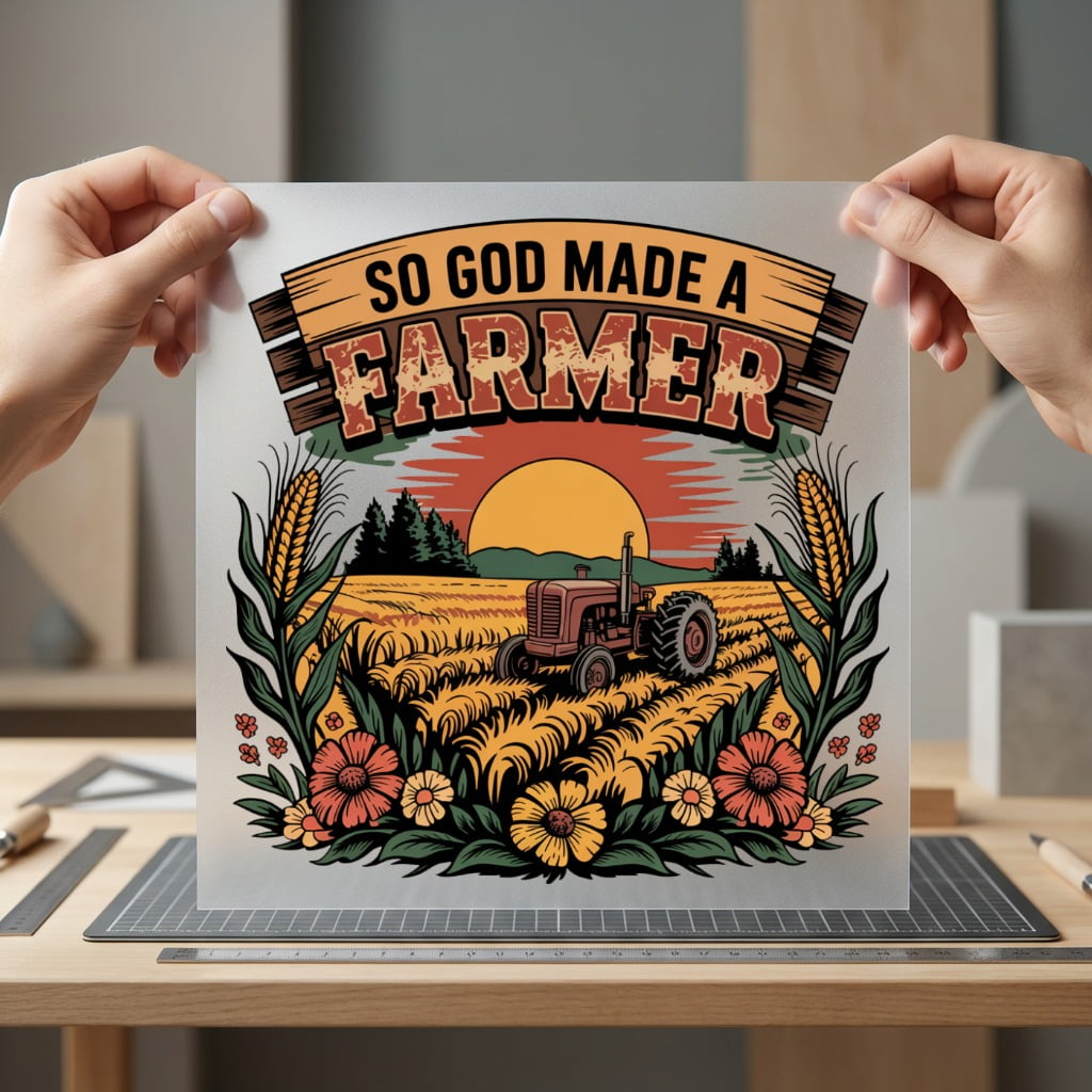 God Made Farmer Sunset Usa Mom Ready to Press DTF Transfer for Dtf