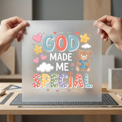 God Made Special Kids Christian Faith Ready to Press DTF Transfer for Dtf
