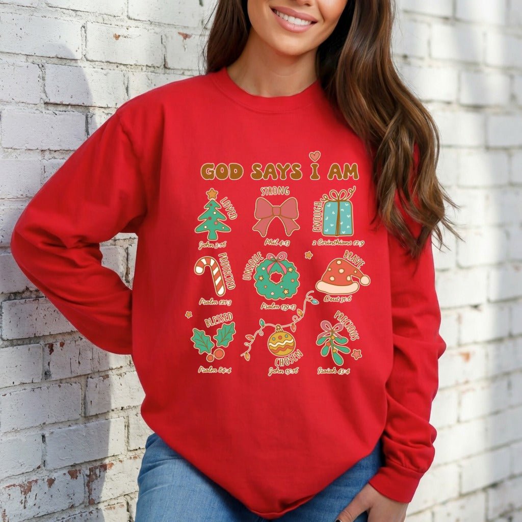 God Says I Am | Christmas Identity Sweatshirt - Luckets.com