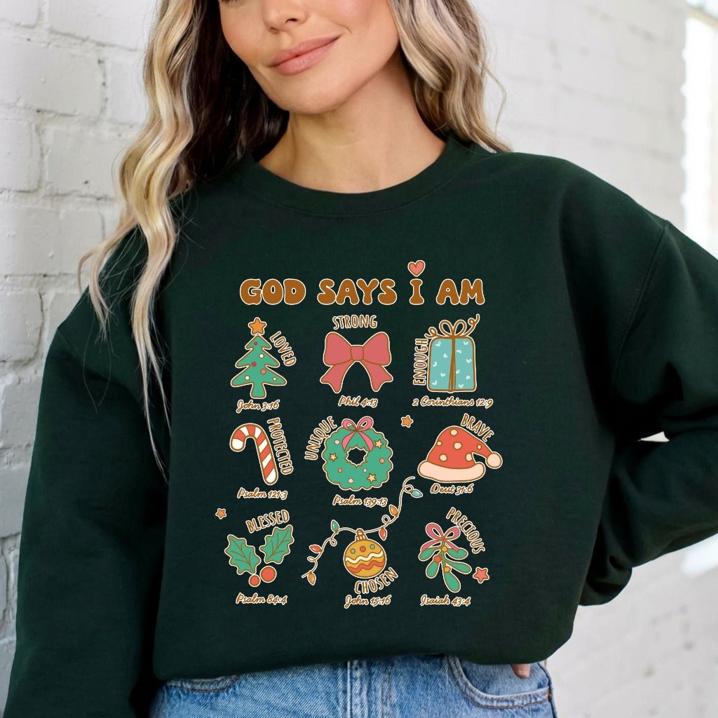 God Says I Am | Christmas Identity Sweatshirt - Luckets.com