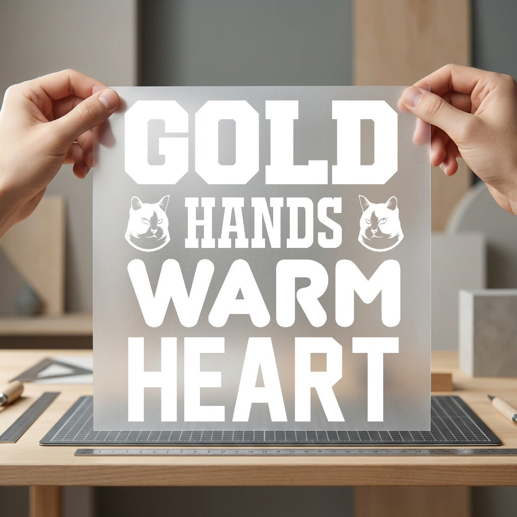 Gold Hands Warm Heart Mom Dad Ready to Press DTF Transfer for Dtf