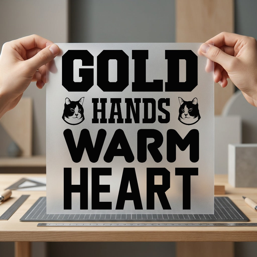 Gold Hands Warm Heart Mom Dad Ready to Press DTF Transfer for Dtf