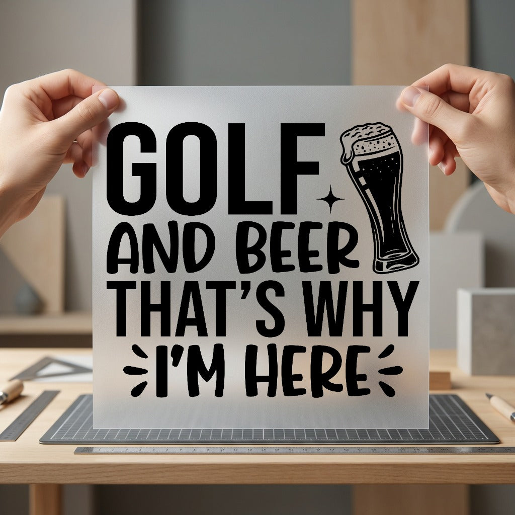 Golf Beer Why Here Dad Funny Ready to Press DTF Transfer for Dtf