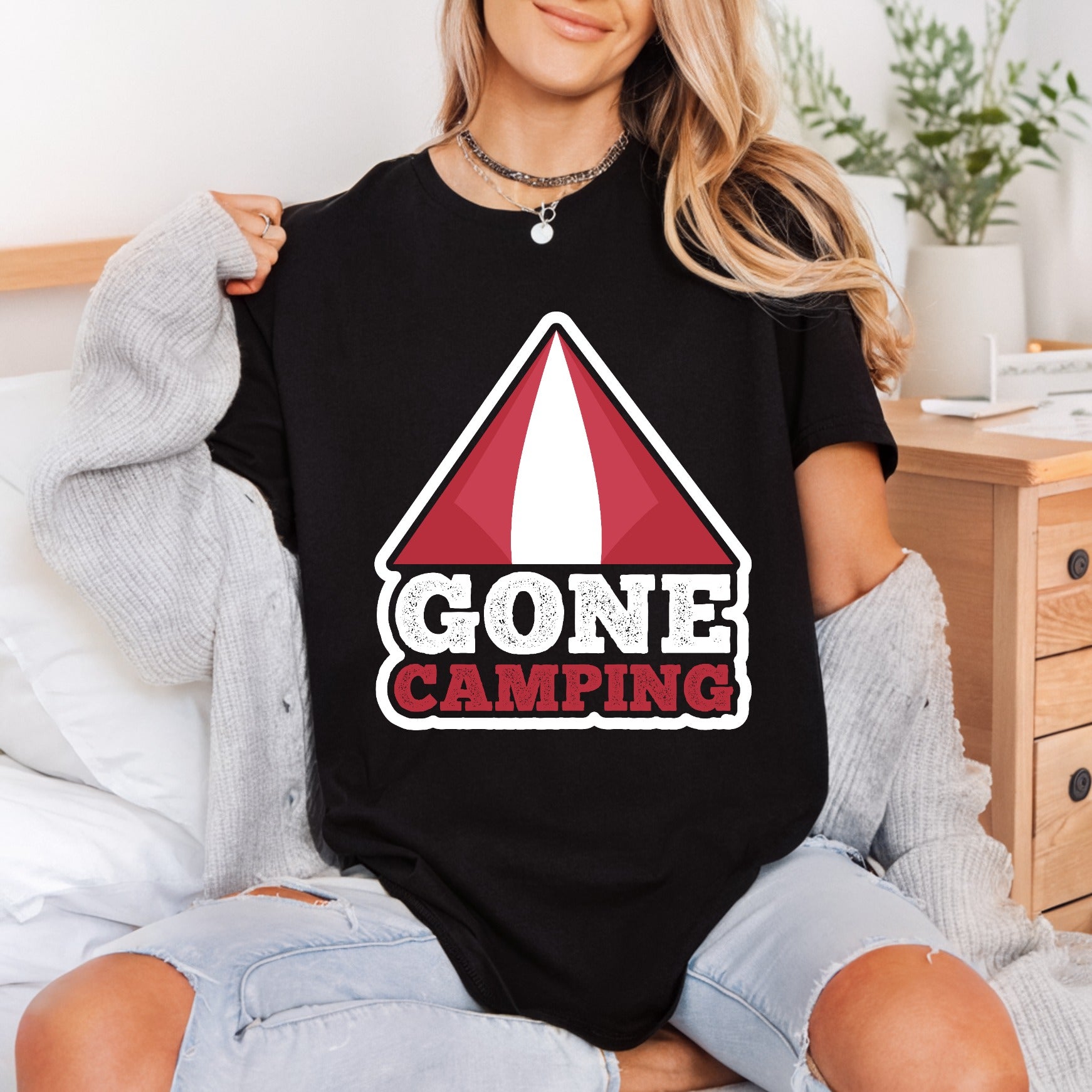 Gone Camping Tent Retro Vintage Retro Ready to Press DTF Transfer for Dtf