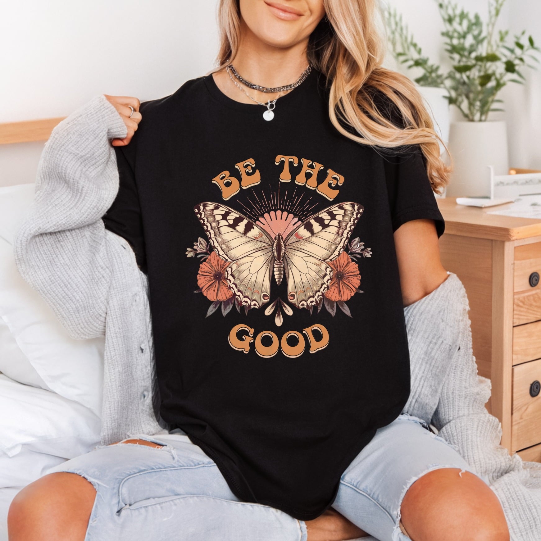 Good Butterfly Retro Diy Vintage Retro Ready to Press DTF Transfer for Dtf